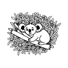 Koala with flowers background
