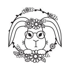 Smart bunny with flowers