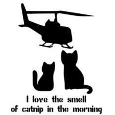 Huey helicopter and cats. Vinyl or stencil