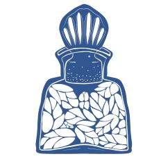 Apothecary Bottle 2 Blue Woodblock Art Print and Cut