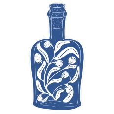 Apothecary Bottle 4 Blue Woodblock Art Print and Cut
