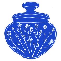 Apothecary Bottle 8 Blue Botanical Woodblock Print and Cut