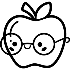 cute apple with glasses outline