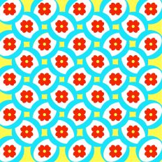 Blue, Yellow, Red Colorful Floral Pattern for Fillable Shapes and Backgrounds