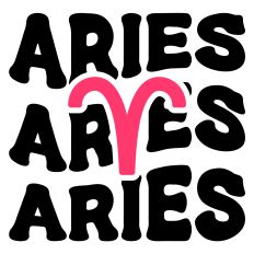 Aries Horoscope Retro Wavy Word