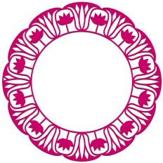 Art Deco Lotus Flower Border Circle Frame Garland