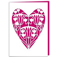 Art Deco Lotus Flower Heart Card