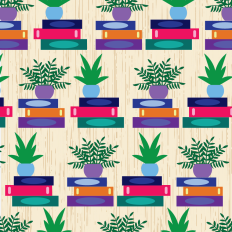Books and Plants Printable Background