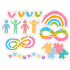 Autism Awareness Pastel Sticker Sheet – Infinity Symbols, Puzzle Pieces, Hearts, Rainbow & More