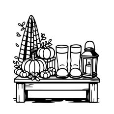 Fall Porch Decor with Pumpkins and Lantern