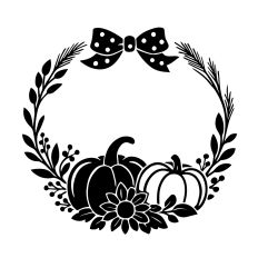 Autumn Pumpkin Wreath with Bow Clipart