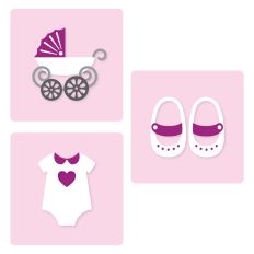 Baby girl - onesie, pram and booties