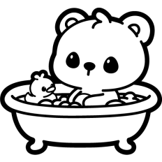 cute bear bathing outline