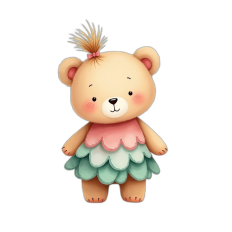 baby bear dressed in petals