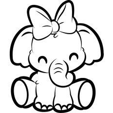 baby cute elephant outline
