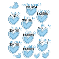 Baby Boy Heart Milestone Stickers