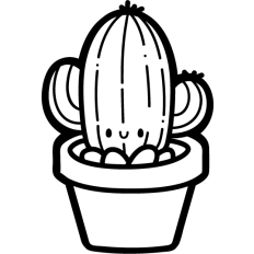 cute chibi  cactus outline