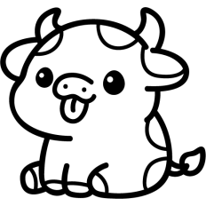 cute baby cow lineart
