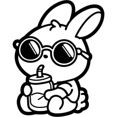 cute drinking bunny outline