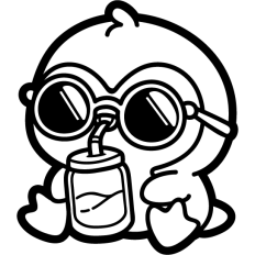 cute drinking penguin outline