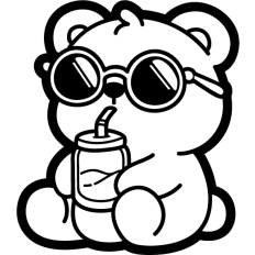 cute polar bear drinking outline
