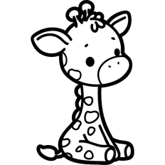 cute baby giraffe lineart
