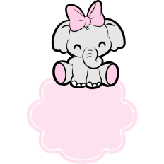 baby elephant girl label