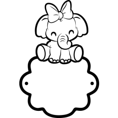 cute elephant frame outline