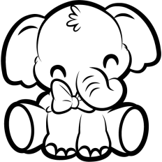 cute baby elephant outline