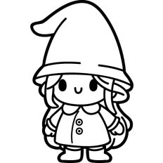 baby gnome with raincoat outline