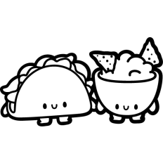 chibi guacamole and taco outline