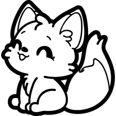 cute happy fox outline
