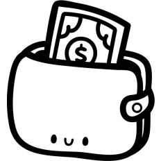 kawaii money wallet outline