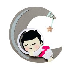 Sleeping Baby Astronaut in Moon