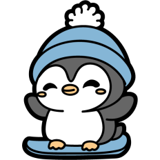 cute penguin on snowboard