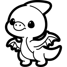 chibi pterodactyl dinosaur outline