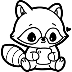 baby raccoon scrolling the phone outline