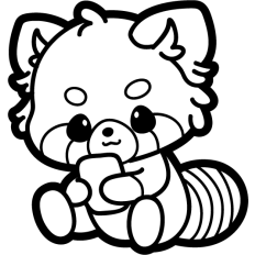 cute red panda scrolling the phone