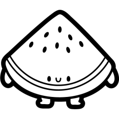 chibi watermelon slice outline