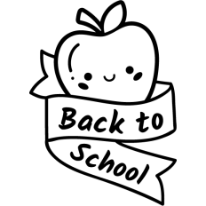 kawaii apple back to school lineart