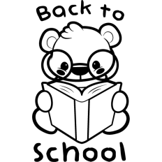 cute teddy bear back to school lineart