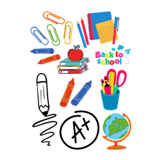 Back to School SVG Sticker Sheet | Crayons Pencil A+ Globe Cut File