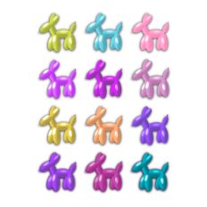 Balloon Dogs Party Favor Print and Cut Stickers