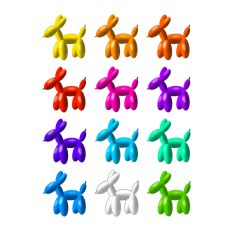 BALLOON DOGS in Bold Primary Colors Print and Cut Stickers Party Favors