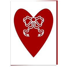 Baroque Ribbon Bow Heart Greetings Card