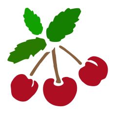Cherries and Leaves. Regular cut and Stencil