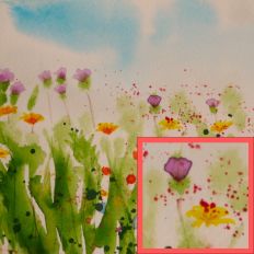 Meadow with Thistles Watercolour