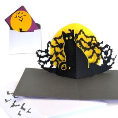 Bats, Cat and Moon Pop Up Card