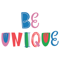 Be Unique Word Art – Colourful Hand-Drawn Typography SVG