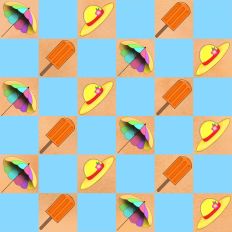 Beach 1 - sun hat, sun shade, lolly pattern paper